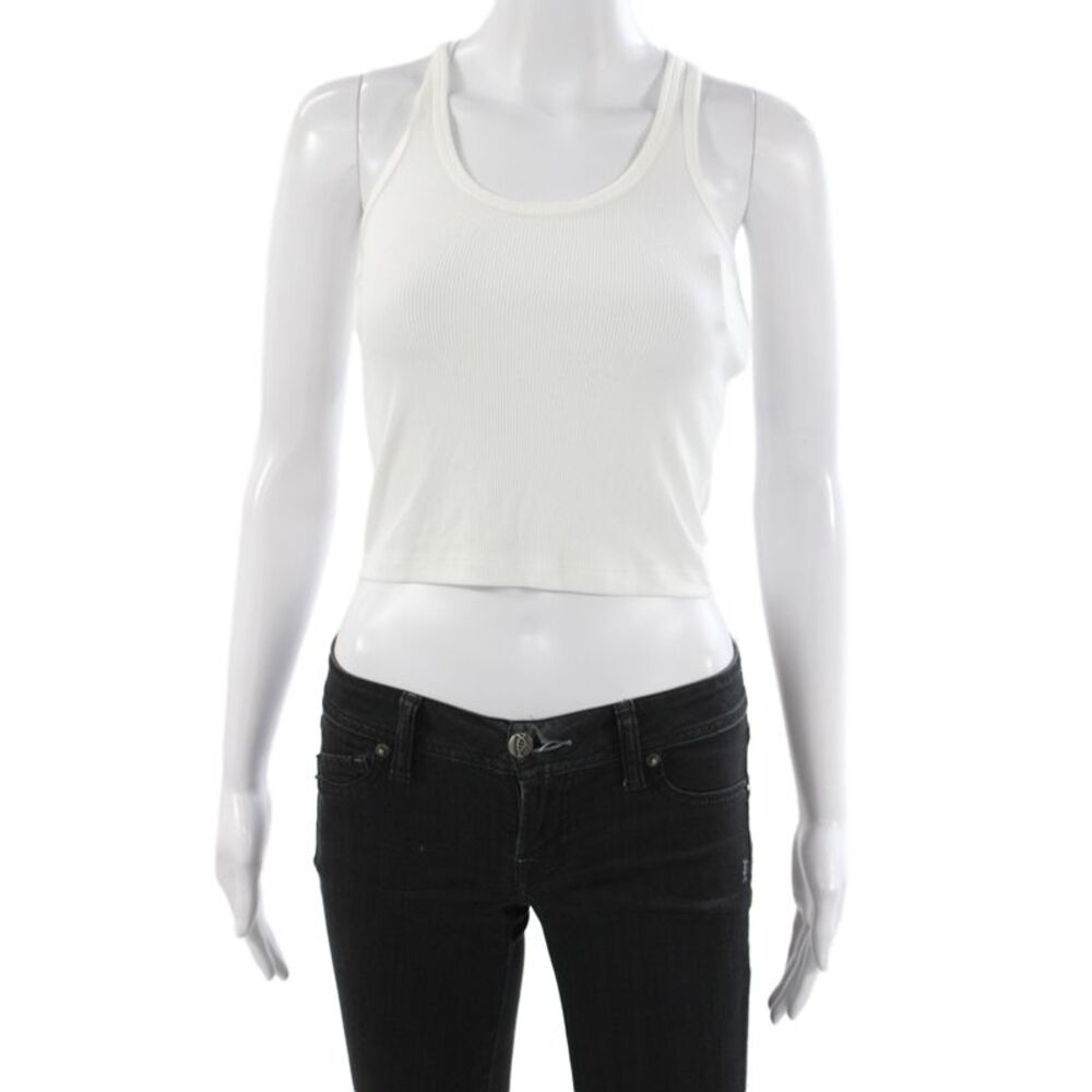 Splits 59 Womens White Basic Sleeveless Tank Scoop Neck Modal Size S